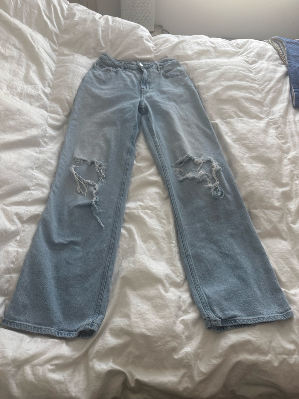 Hollister Light Blue Distressed Wide-Leg Jeans, Size 26